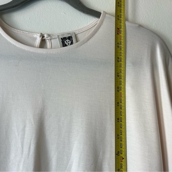 Anne Klein NWOT keyhole back sheer neutral short flutter sleeve shirt soft small - Picture 7 of 10